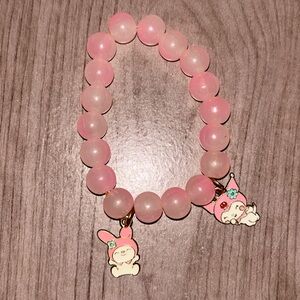Pink Beaded Kids Bracelet with Cute Charms